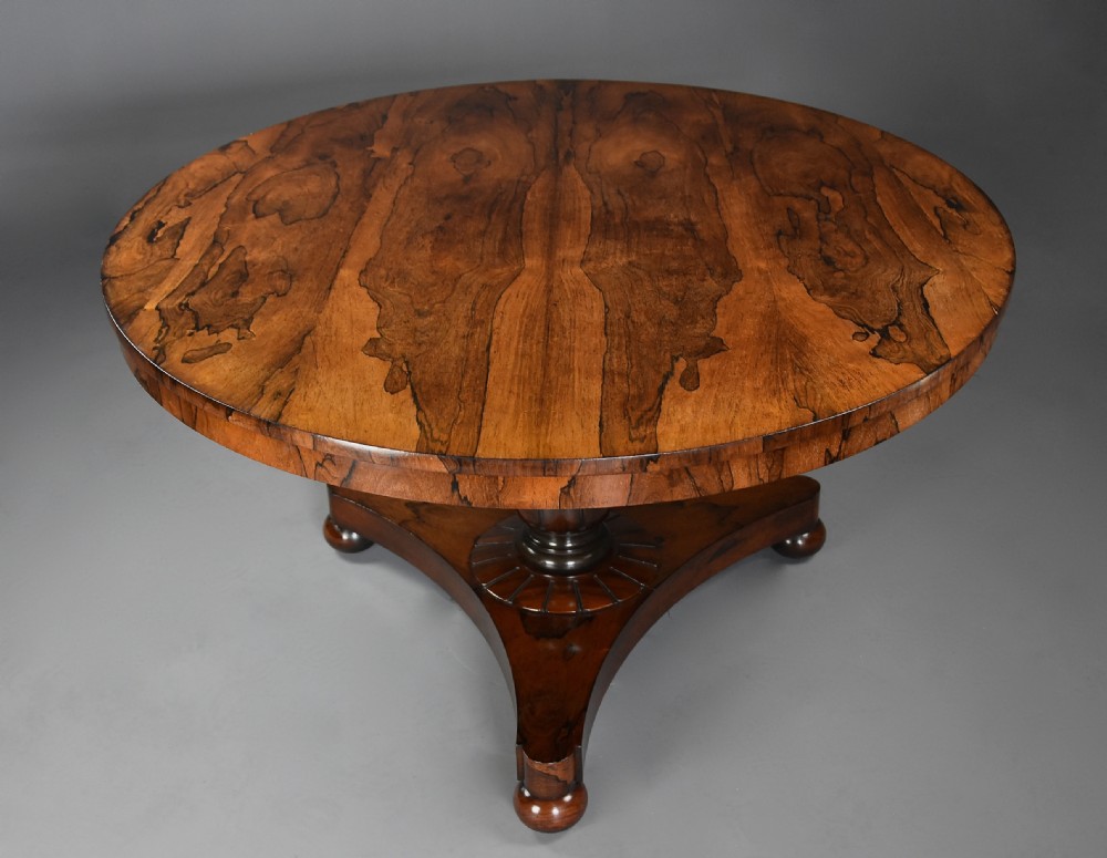 Fine quality 19th century William IV rosewood breakfast tilt top table with fine, faded patina View II