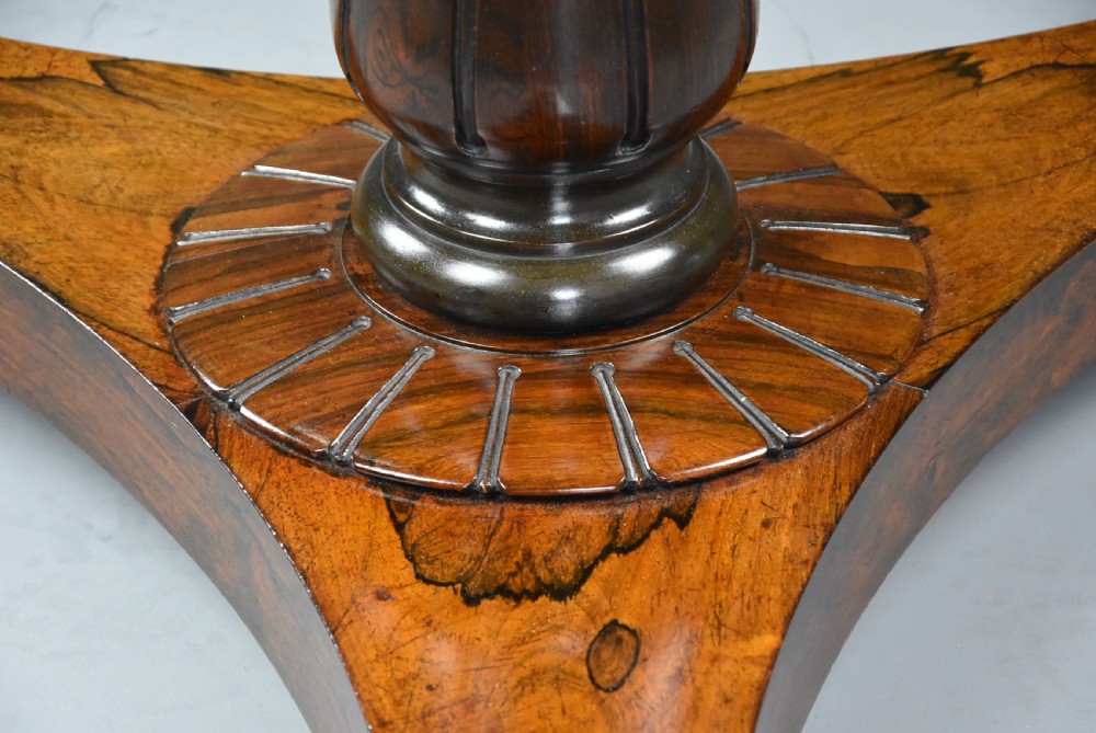 Fine quality 19th century William IV rosewood breakfast tilt top table with fine, faded patina View XI