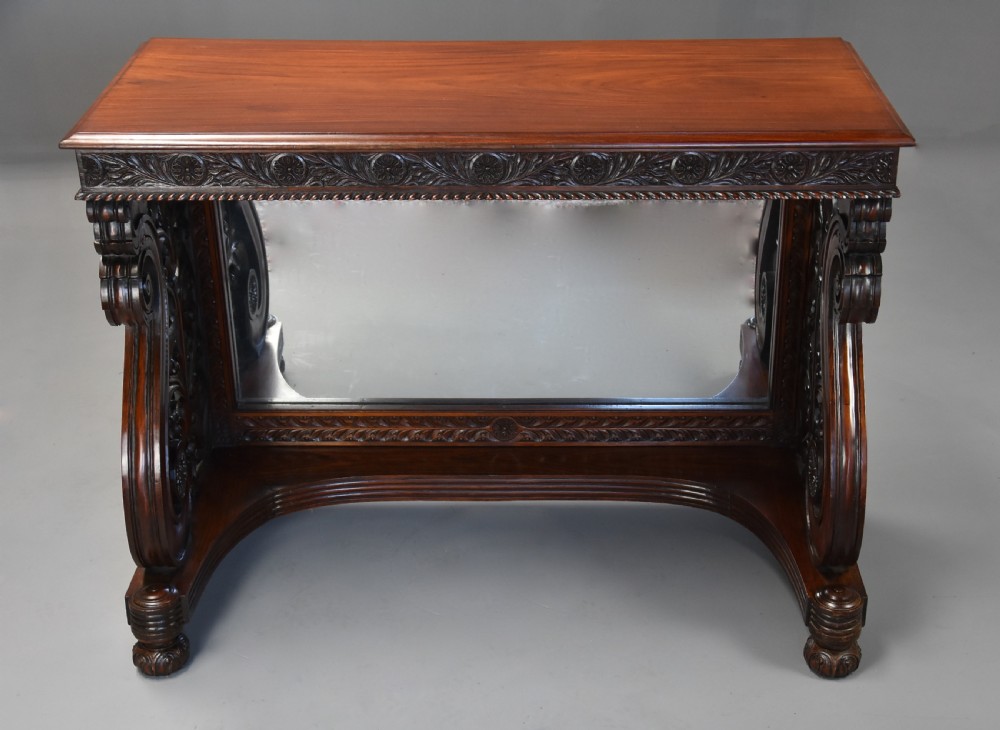 Mid 19th century carved Anglo Indian padouk console table, probably from the Bombay region View X