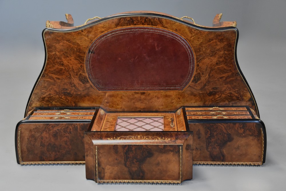 Mid 19th century fine quality burr walnut bonheur du jour in the French style View XI