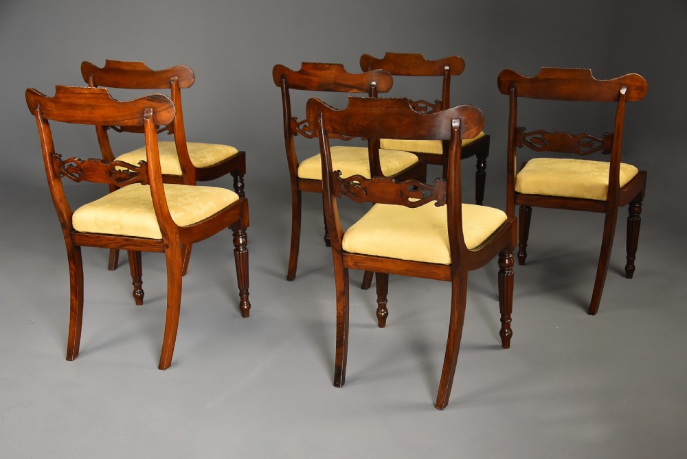 Fine quality set of six 19th century Regency rosewood dining chairs with brass inlaid decoration View XV