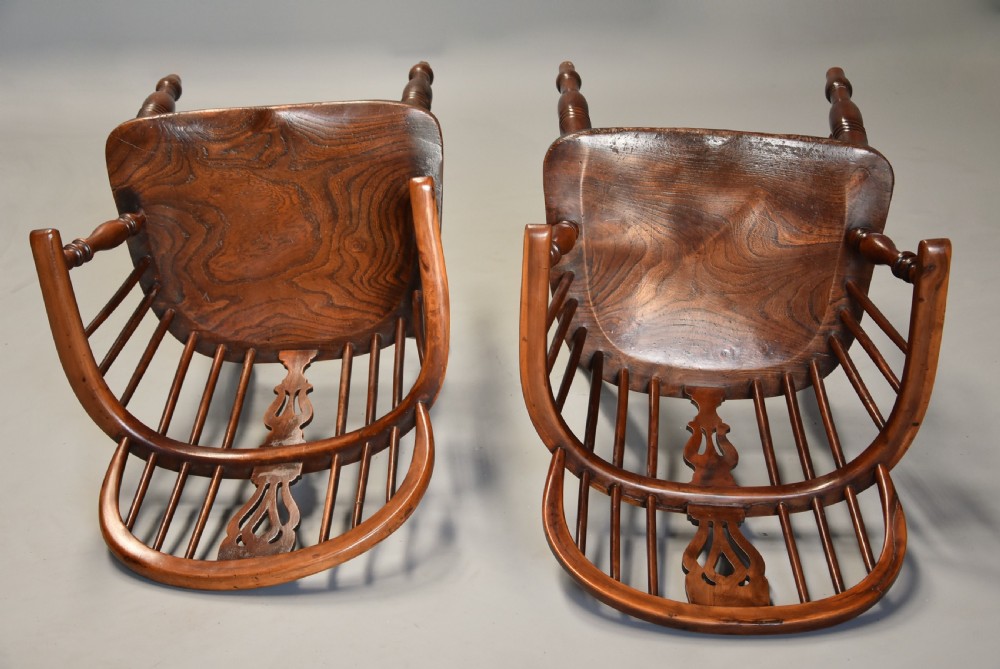 Mid 19th century well matched set of six yew wood low back Windsor armchairs View VII
