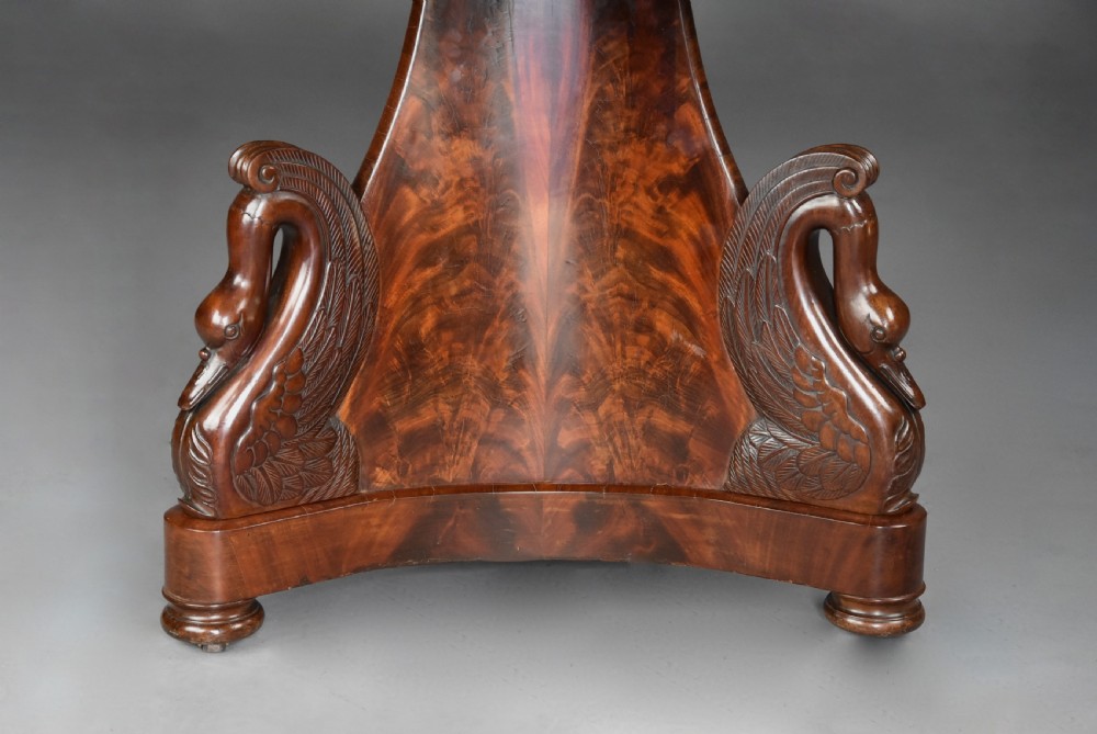 Fine quality early 19th century French Empire mahogany gueridon table with carved swan decoration View VIII