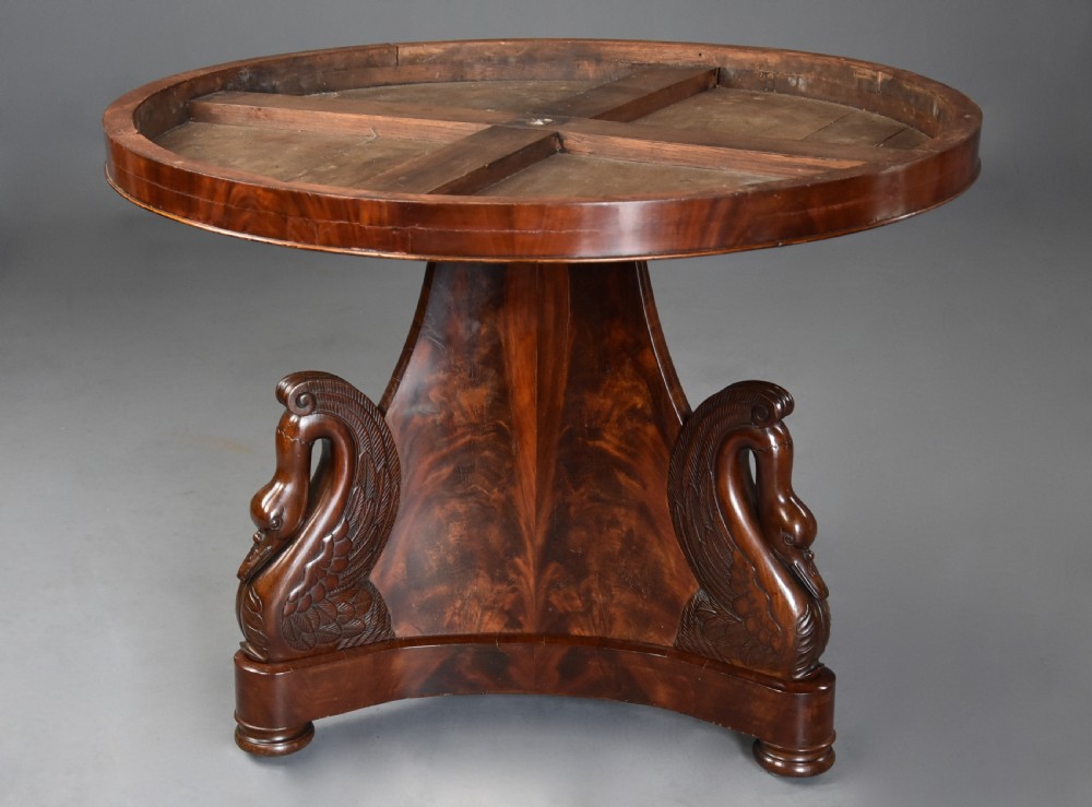 Fine quality early 19th century French Empire mahogany gueridon table with carved swan decoration View XIII