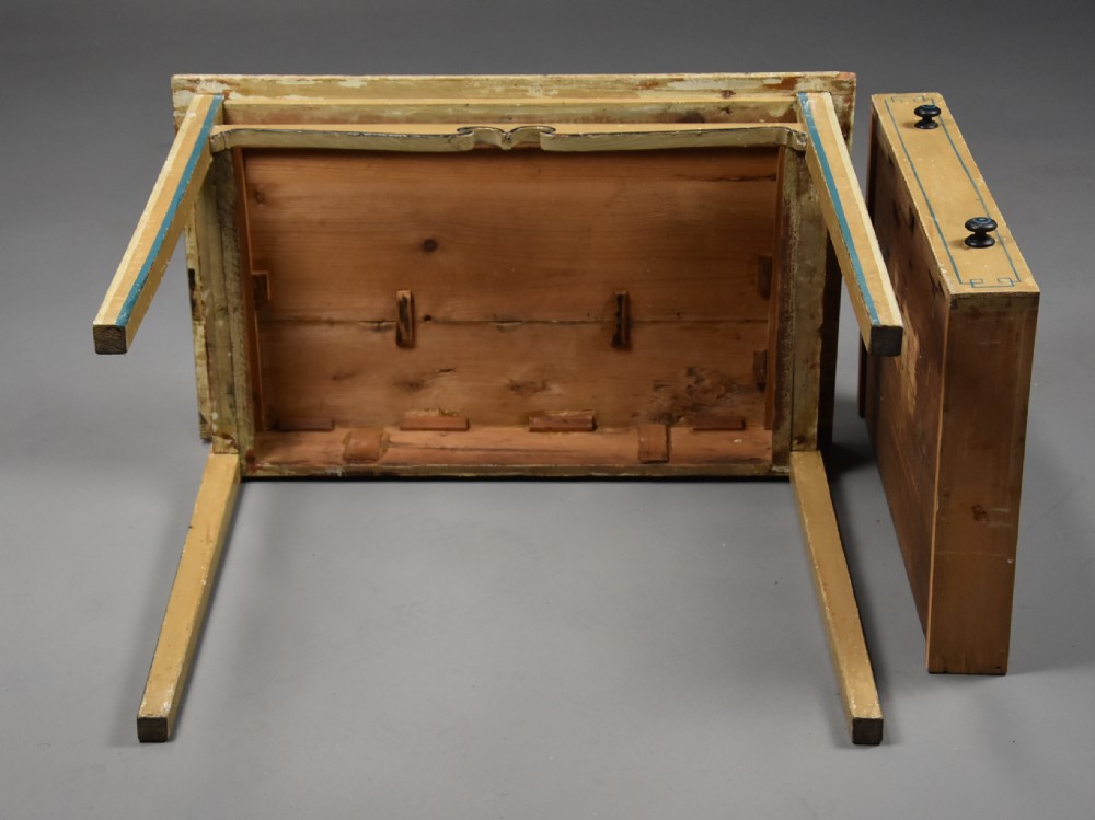 Rare early 19th century pine side table with original paintwork View XVII