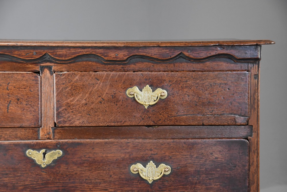 Early 18th century provincial oak chest of drawers of superb patina, probably East Anglian View VIII