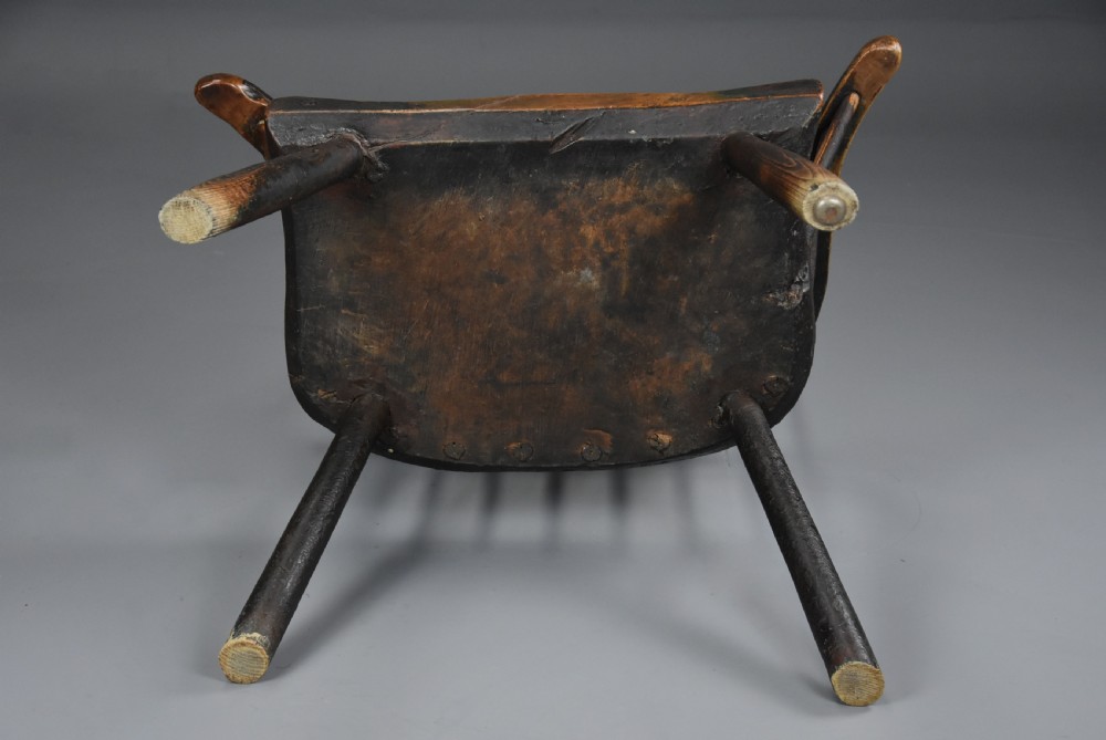 Mid 18th century primitive ash and elm comb back armchair with exceptional original patina View XXI