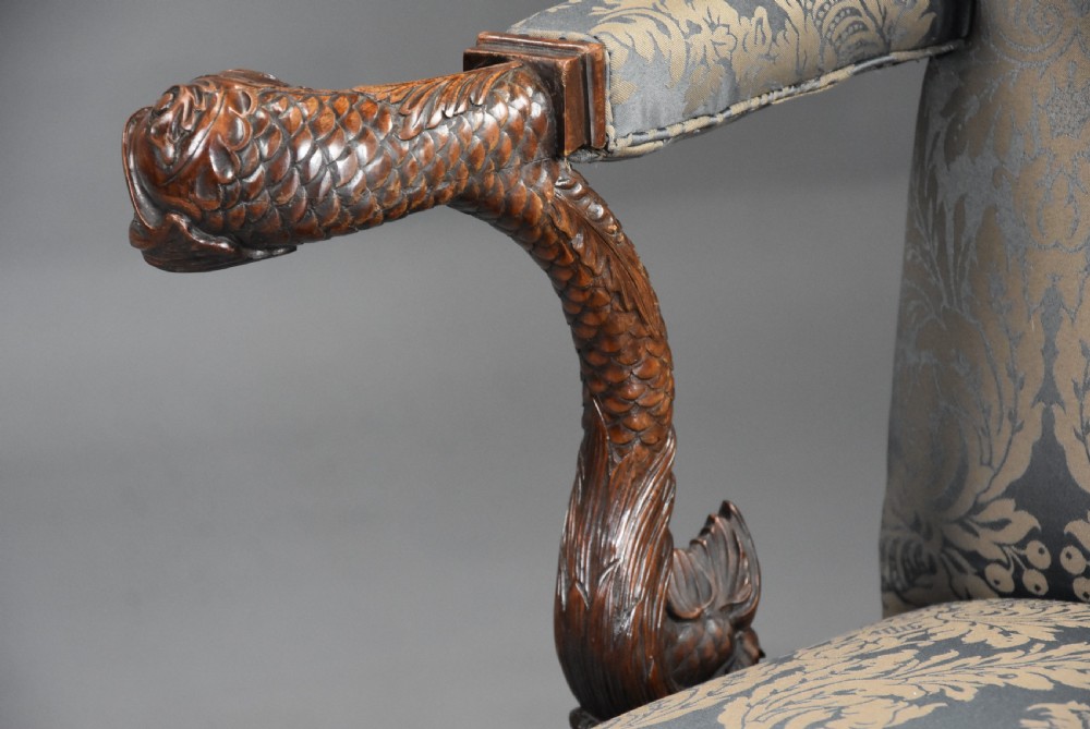 Superb quality pair of late 19th century George II style mahogany Gainsborough open armchairs View IX