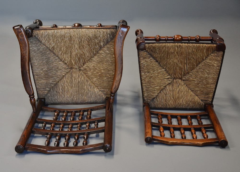 Mid 19th century matched set of ten ash, elm & sycamore spindle back chairs of superb patina View XVI