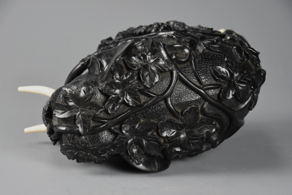 Rare mid 19th century finely carved Ceylonese ebony elephant from the Galle district of Sri Lanka (formerly Ceylon) View XIII