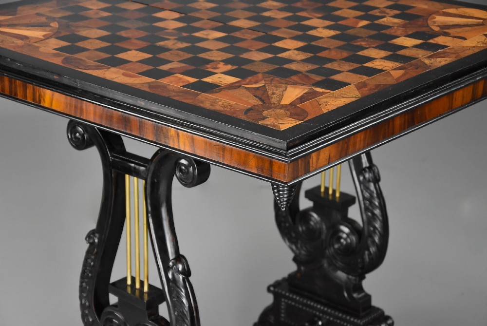 Stunning extremely rare early 19th century specimen wood games table, probably Ceylonese View VI