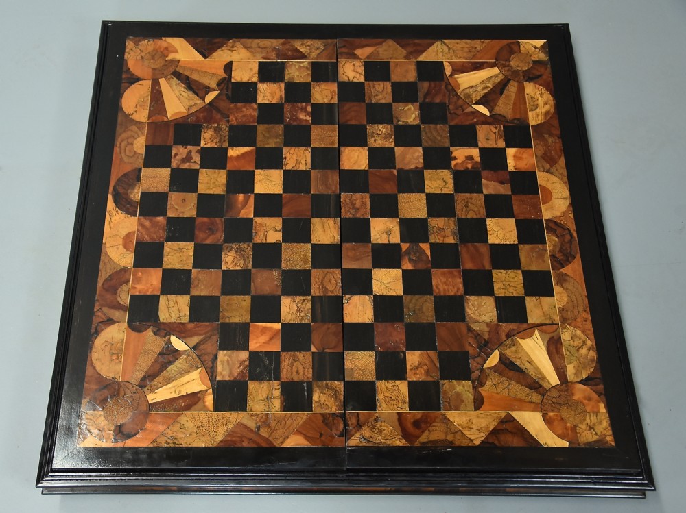 Stunning extremely rare early 19th century specimen wood games table, probably Ceylonese View IX