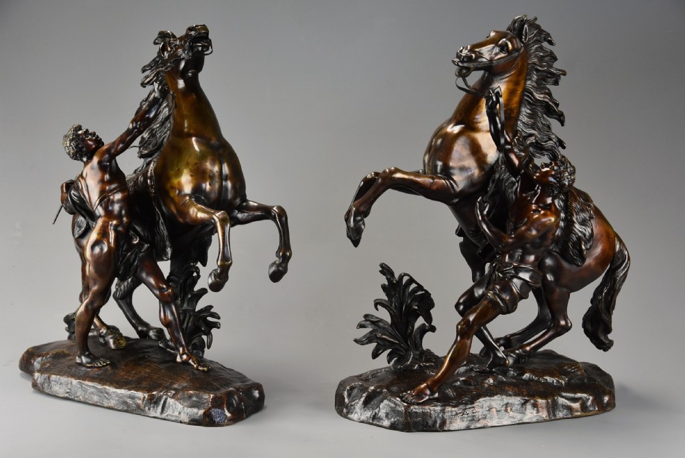 Pair of fine quality late 19th century bronze Marly horses, after Guillaume Coustou The Elder View III