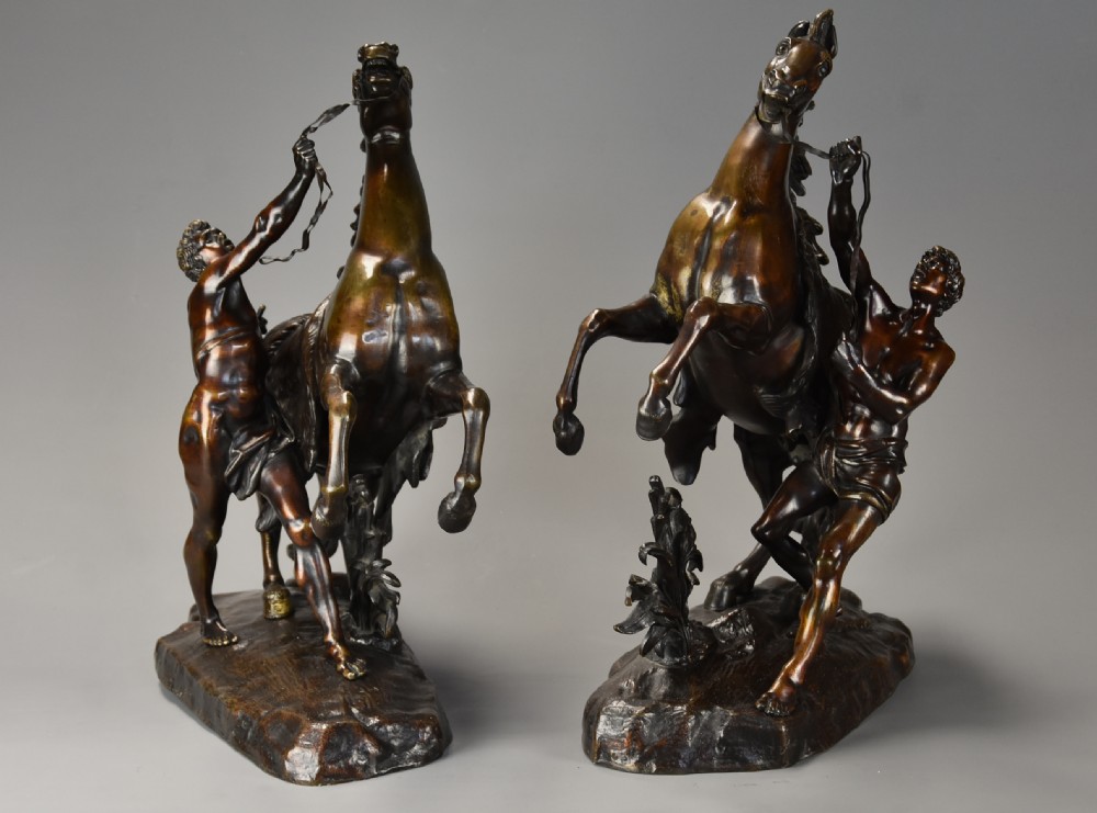 Pair of fine quality late 19th century bronze Marly horses, after Guillaume Coustou The Elder View IV