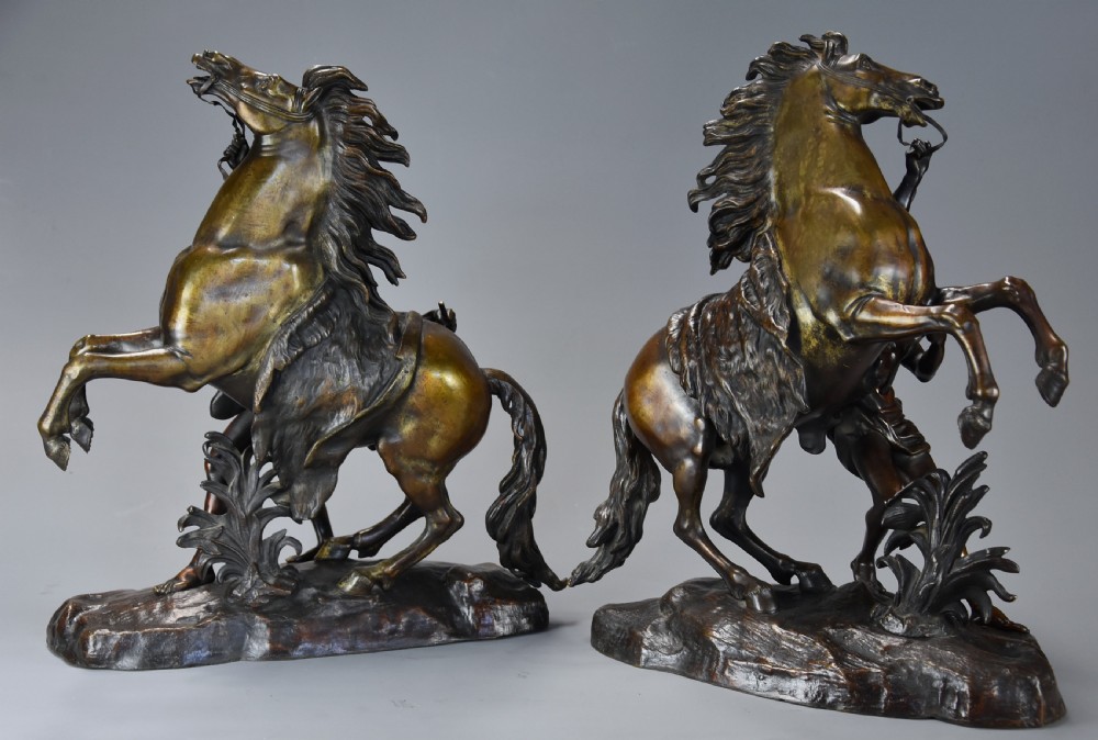 Pair of fine quality late 19th century bronze Marly horses, after Guillaume Coustou The Elder View XII