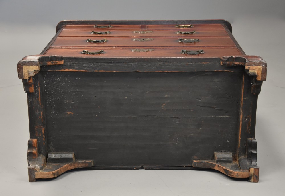 A mid-18th century George III mahogany chest of drawers featuring a two short over three long drawer configuration with brass swan-neck handles and bracket feet. View XV