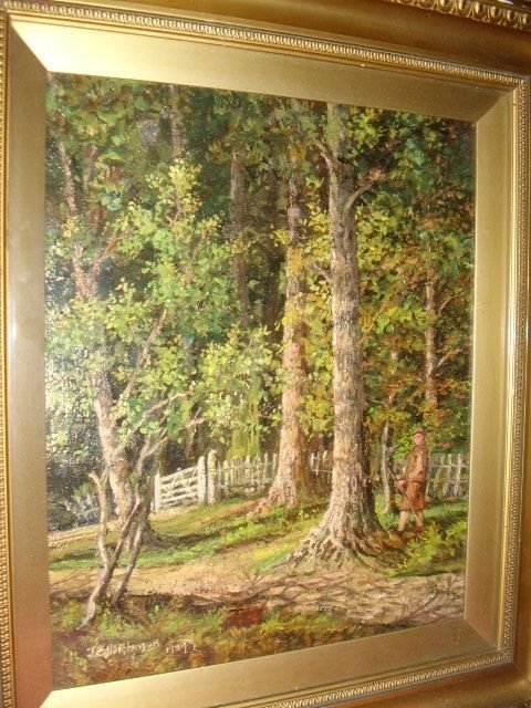 A Fine Oil on Canvas of Gamekeeper Going Shooting Signed by Listed Artist J.c.hutchinson C1934