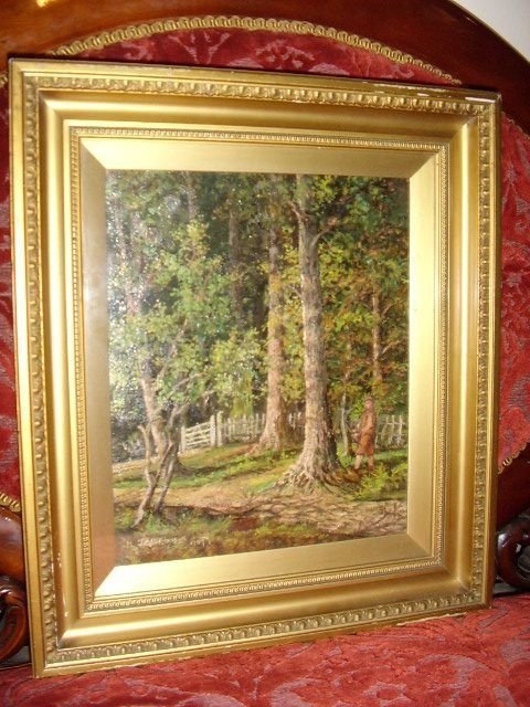 fig 1. A FINE OIL ON CANVAS OF GAMEKEEPER GOING SHOOTING SIGNED BY LISTED ARTIST J.C.HUTCHINSON C1934