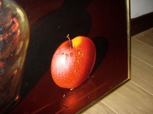 fig 2. ORIGINAL LUCIANO GUARNIERI STILL LIFE OIL ON CANVAS OF AN APPLE AND THREE ORANGES 1960