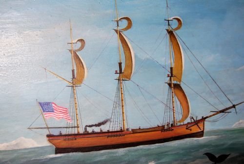 fig 2. HISTORIC SIGNED OIL PAINTING DEPICTING A WHALING SCENE OFF OF BAFFIN ISLAND BY J.BRIGGS DATED 1897