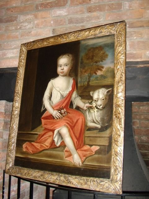 17th.century Portrait of a Young Girl Sitting with Lamb