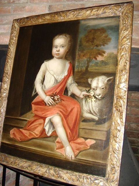 fig 1. 17TH.CENTURY PORTRAIT OF A YOUNG GIRL SITTING WITH LAMB