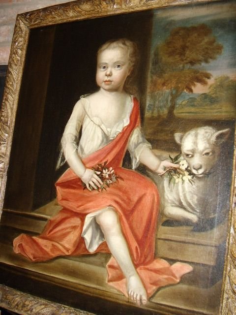 fig 2. 17TH.CENTURY PORTRAIT OF A YOUNG GIRL SITTING WITH LAMB