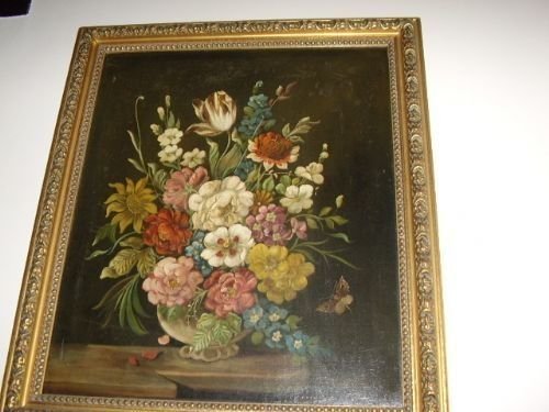 fig 1. DUTCH STILL LIFE FLOWER OIL PAINTING VICTORIAN 19TH CENTURY EUROPEAN SCHOOL SIGNED E.VANDERMAN