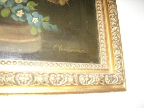 fig 3. DUTCH STILL LIFE FLOWER OIL PAINTING VICTORIAN 19TH CENTURY EUROPEAN SCHOOL SIGNED E.VANDERMAN