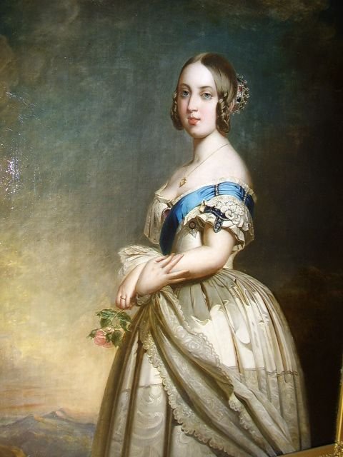 fig 2. 19TH CENTURY OIL PORTRAIT OF QUEEN VICTORIA AFTER STUDIO OF FRANZ ZAVIER WINTERHALTER / ENGLISH SCHOOL CIRCA 1842 37 X 44.5 INCHES (ONE OF A PAIR OFFERED SEPERATLY)