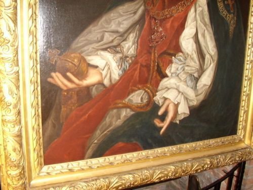 fig 3. 17TH CENTURY OIL PORTRAIT OF KING CHARLES II B1630-D1685  STUDIO OF JOHN MICHAEL WRIGHT (B.1617-D.1694) ENGLISH SCHOOL & MEASURING 54.5 X 45.5 INCHES IN PERIOD GILT FRAME.
