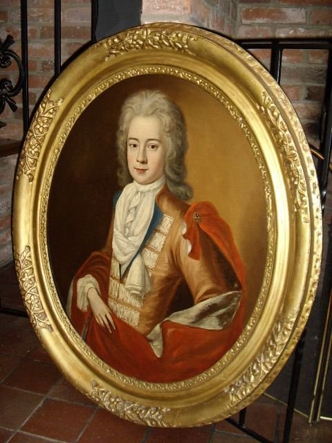 17th Century Oil Portrait of a Young Gentleman /  English School & Circle of D'agar & Stunning Quality in Original Giltwood Frame 38 X 33 Inches