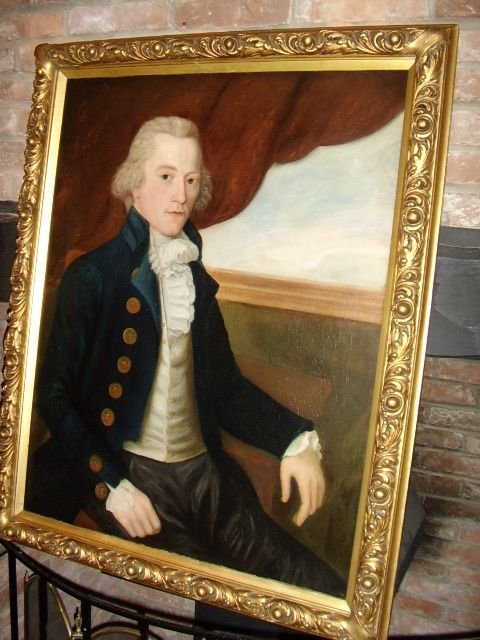 18th Century Oil Portrait of Naval Officer Major Gallespie of the Bengal Engineers at Trafalgar "Circle of" Lemuel Francis Abbott 1760-1805 English School 40 X 32 Inches