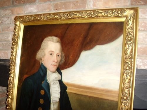 fig 2. 18TH CENTURY OIL PORTRAIT OF NAVAL OFFICER MAJOR GALLESPIE OF THE BENGAL ENGINEERS AT TRAFALGAR 