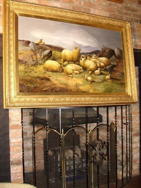 fig 1. ALFRED MORRIS LANDSCAPE OIL PAINTING OF HIGHLAND SHEEP GRAZING /19TH CENTURY ENGLISH SCHOOL & 5FT. 1