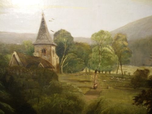fig 2. EARLY 19thc OIL PAINTING BY THOMAS PRITT ENGLISH SCHOOL OF CATTLE WATERING 50 X 61 INS