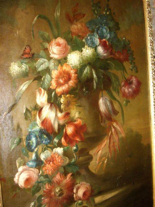 fig 2. FLOWER STILL LIFE OIL ON CANVAS STUDY DATING EARLY 1700'S