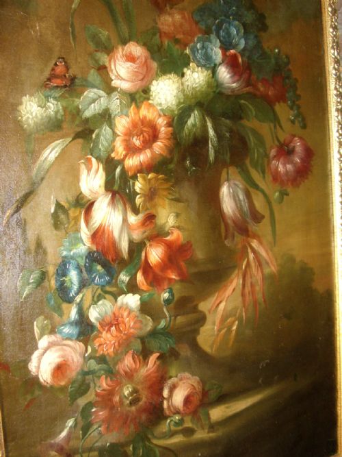 fig 3. FLOWER STILL LIFE OIL ON CANVAS STUDY DATING EARLY 1700'S