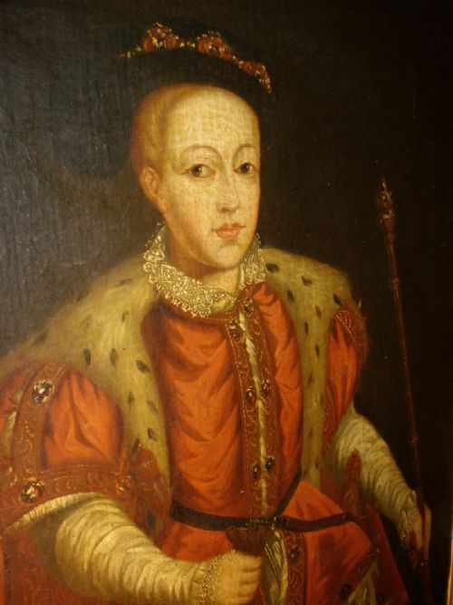 18th Century Oil Portrait Painting of King Edward 6th of England English School Painting on Canvas 37 X 32.5 Inches