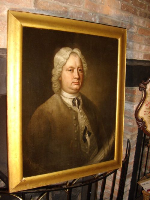 C1720-1760 / 18th Century Oil Portrait Painting of a Gentleman  Architect Holding Document /  English School Painting on Canvas 35.5 X 29 Inches