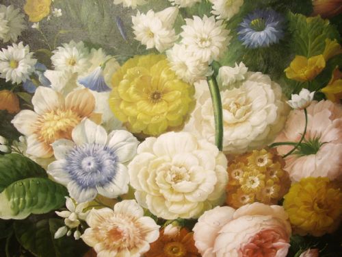 fig 6. HUGE FLOWER STILL LIFE OIL PAINTING BY SOUGHT AFTER ARTIST THOMAS WEBSTER BEAUTIFULLY PRESENTED IN AN EXPENSIVE ANTIQUE GILT FRAME & MEASURING 48 X 59 INCHES OVERALL