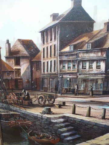 Large Oil Painting 19th Manner Padstow Quayside Cornwall by Artist Kevin Platt
