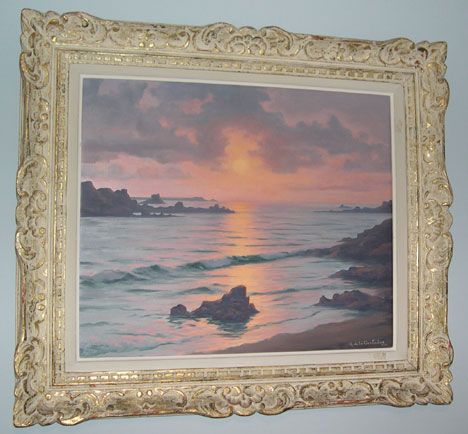 Roger De La Corbiere Brittany Seascape Oil Painting