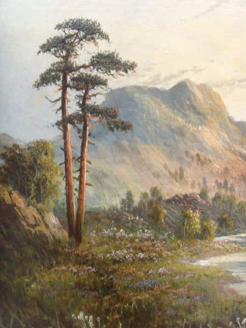 fig 2. FRANK HIDER RIVER LANDSCAPE OIL PAINTING SCOTTISH HIGHLANDS SIGNED & DATED 1918