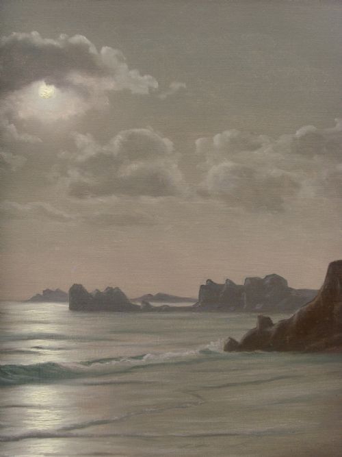 fig 3. Oil Painting Moonlit Seascape Roger De La Corbiere