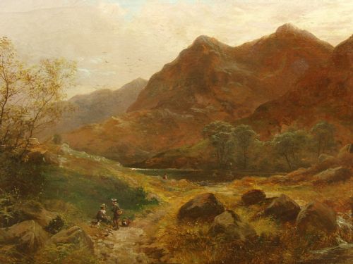 fig 1. 19thc.Scottish Landscape Oil Painting of Lock & Mountains