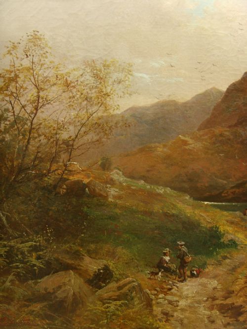 fig 2. 19thc.Scottish Landscape Oil Painting of Lock & Mountains