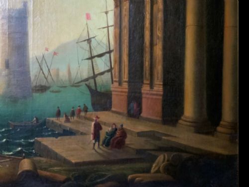 CLAUDE LORRAIN PORT OF OSTIA ROME MARINE OIL PORTRAIT SEASCAPE PAINTING - ADDITIONAL PHOTO 11