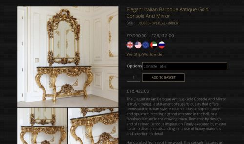 HUGE CONSOLE SIDE TABLE ROCOCO GILT CARVED WOOD WHITE CARRARA MARBLE TOP - ADDITIONAL PHOTO 20