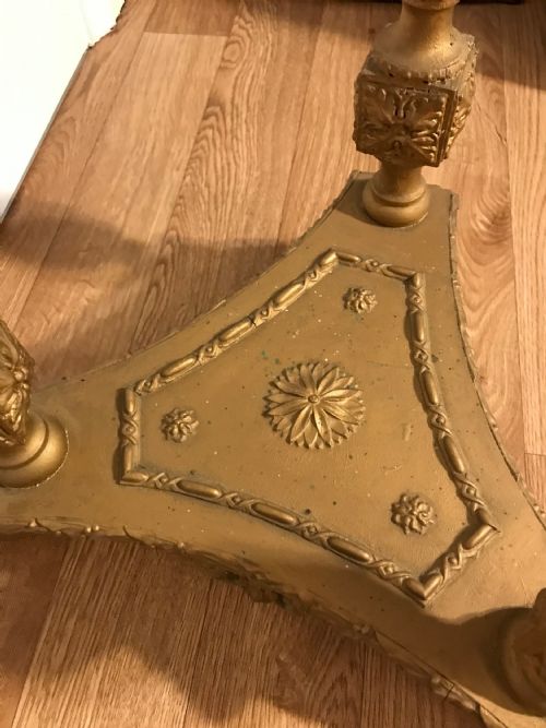 WINE TABLE 19TH FRENCH ROUND ONYX TOP GILT COLUMN SUPPORTS DECORATIVE FLOWER MOULDINGS - ADDITIONAL PHOTO 21